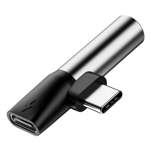 Adapter Audio Baseus L41 USB-C do Mini Jack 3.5mm + USB-C (srebrny)