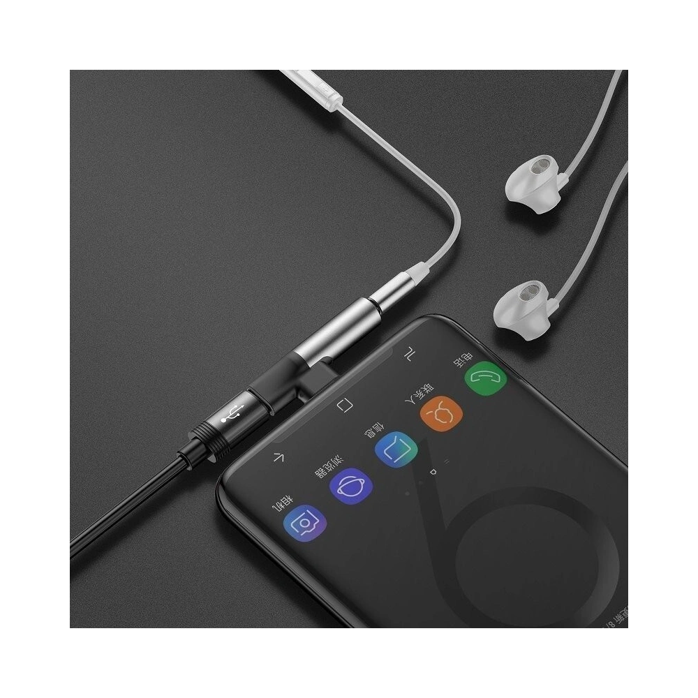 Hurtownia GSM - Adapter Audio Baseus L41 USB-C do Mini Jack 3.5mm + USB-C (srebrny) - BSU471SLV - {ean13} - Hurt
