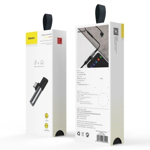 Adapter Audio Baseus L41 USB-C do Mini Jack 3.5mm + USB-C (srebrny)