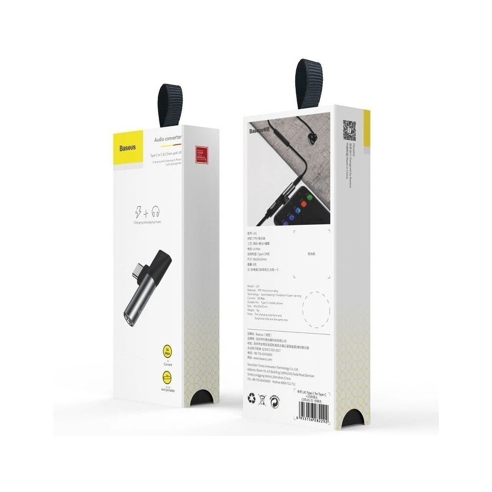 Hurtownia GSM - Adapter Audio Baseus L41 USB-C do Mini Jack 3.5mm + USB-C (srebrny) - BSU471SLV - {ean13} - Hurt
