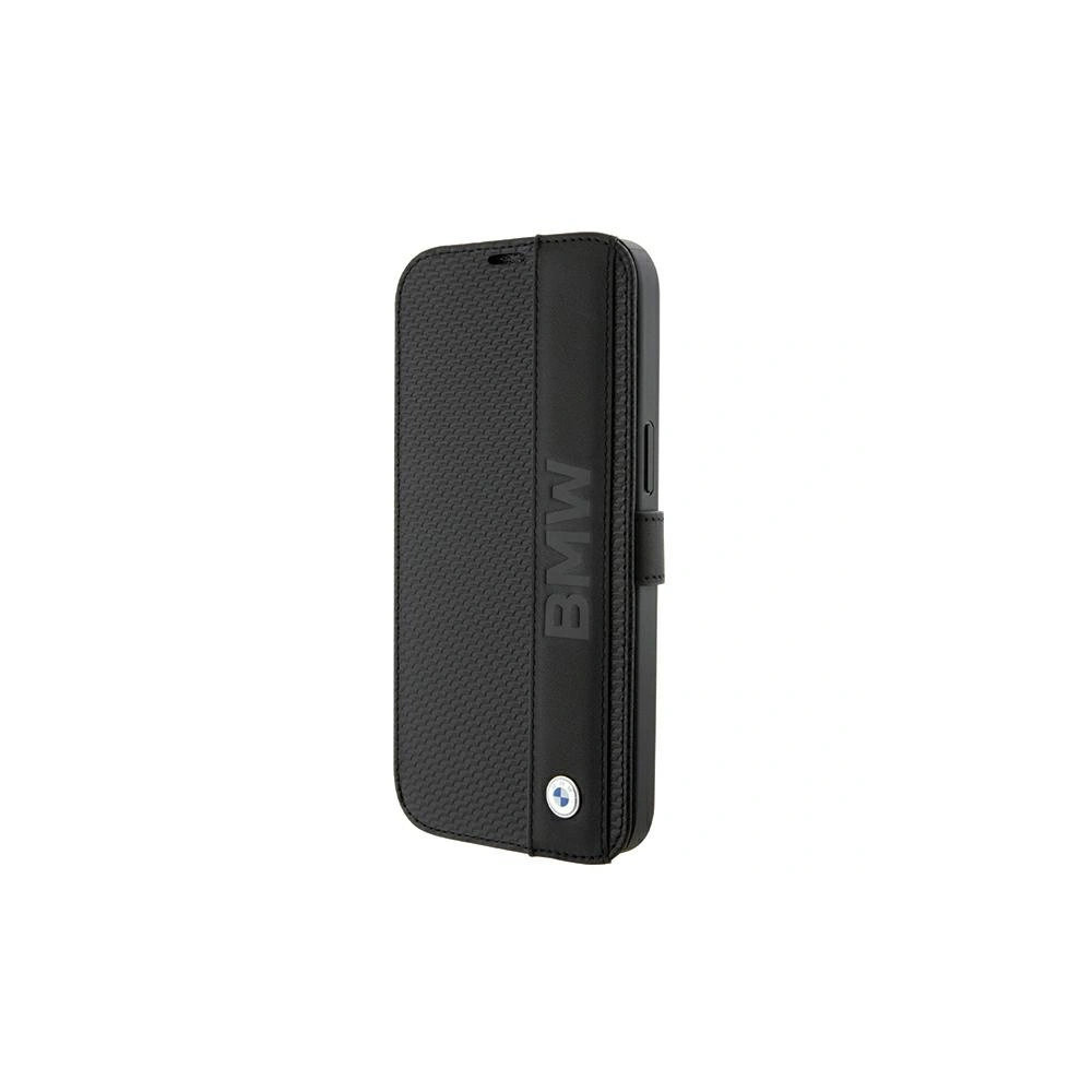 Hurtownia GSM - Etui BMW BMBKP15L22RDPK Apple iPhone 15 Pro kniha kožená texturovaná & pruhovaná černá/black - BMW530 - {ean13} - Hurt