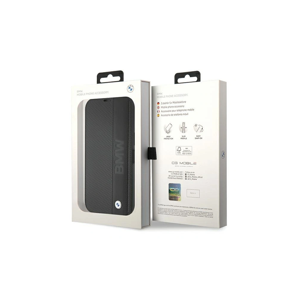 Hurtownia GSM - Case BMW BMBKP15L22RDPK Apple iPhone 15 Pro Buchhülle Leder Texturiert & Streifen schwarz/black - BMW530 - {ean13} - Hurt