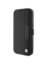 Etui BMW BMBKP15S22RDPK Apple iPhone 15 kniha pouzdro Kožené texturované & pruhované černé/black