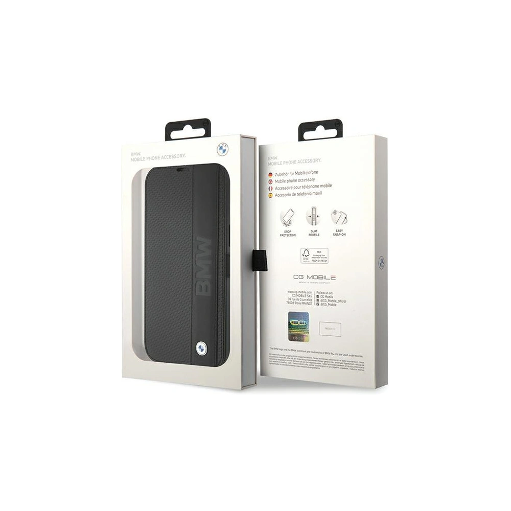 Hurtownia GSM - Etui BMW BMBKP15X22RDPK Apple iPhone 15 Pro Max husa din piele texturată & stripe negru/black - BMW532 - {ean13} - Hurt