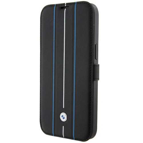 Hurtownia BMW - 3666339142179 - BMW533 - Etui BMW BMBKP15X22RVSK Apple iPhone 15 Pro Max bookcase Leather Stamp Blue Lines czarny/black - B2B homescreen