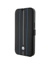 Etui BMW BMBKP15X22RVSK Apple iPhone 15 Pro Max husă din piele cu model linii albastre negru/black