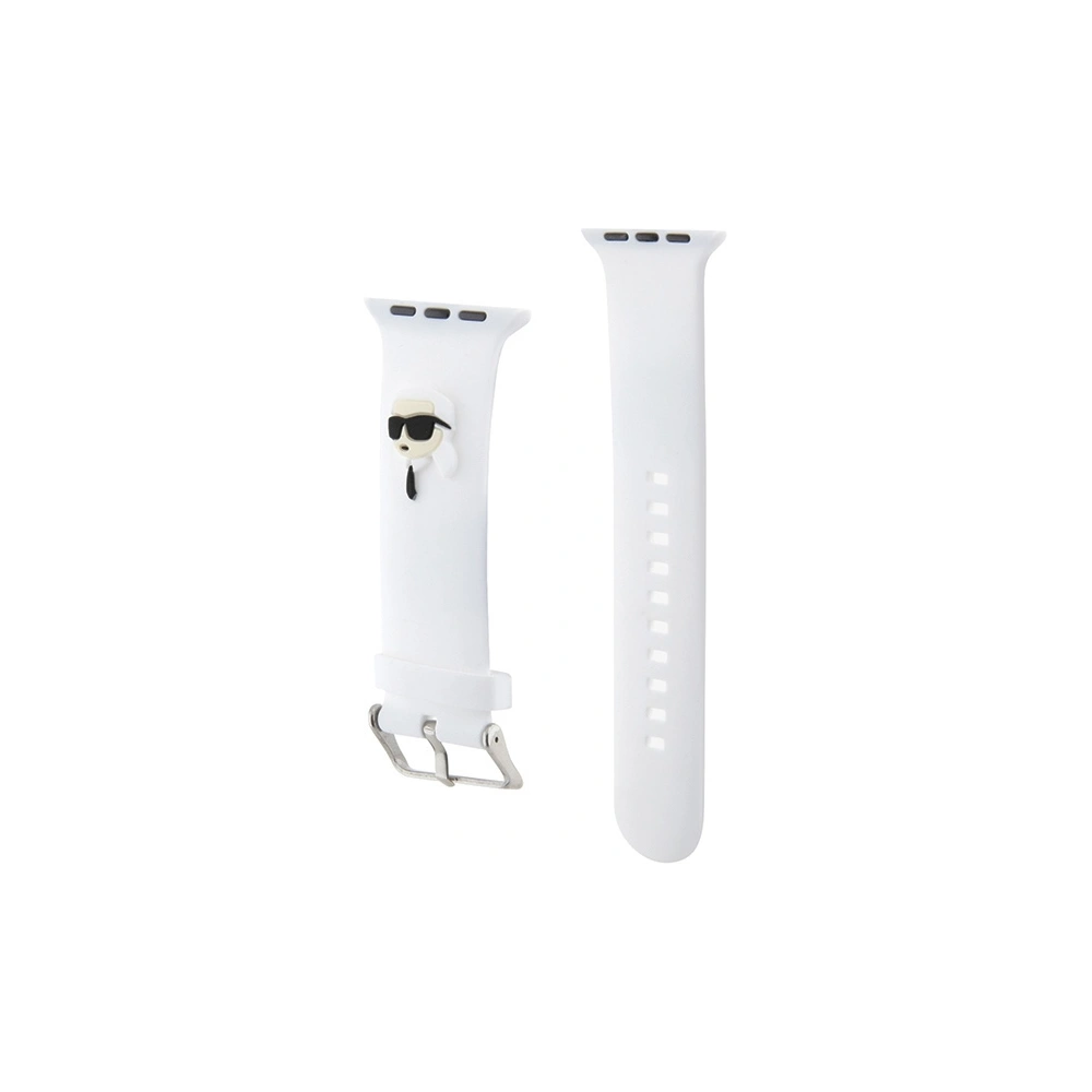 Hurtownia GSM - Pasek Karl Lagerfeld KLAWLSLKNH Apple Watch 4/5/6/7/SE/8/9/Ultra 44/45/49mm szíj 3D Gumi Karl Fej fehér/white - KLD1769 - {ean13} - Hurt