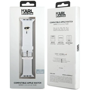 Hurtownia GSM - Pasek Karl Lagerfeld KLAWLSLKNH Apple Watch 4/5/6/7/SE/8/9/Ultra 44/45/49mm strap 3D Rubber Karl Head biały/white - KLD1769 - {ean13} - Hurt