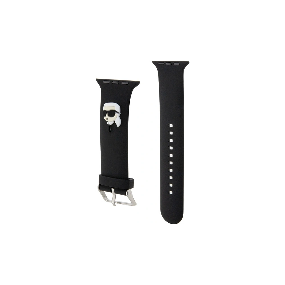 Pasek Karl Lagerfeld KLAWLSLKNK Apple Watch 4/5/6/7/SE/8/9/Ultra 44/45/49mm curea 3D Rubber Karl Head negru/black