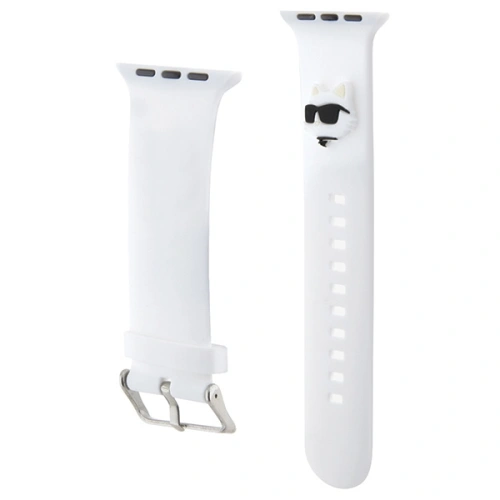 Pasek Karl Lagerfeld KLAWMSLCNH Apple Watch 4/5/6/7/SE/8/9/10 40/41/42mm strap 3D Rubber Choupette Heads biały/white