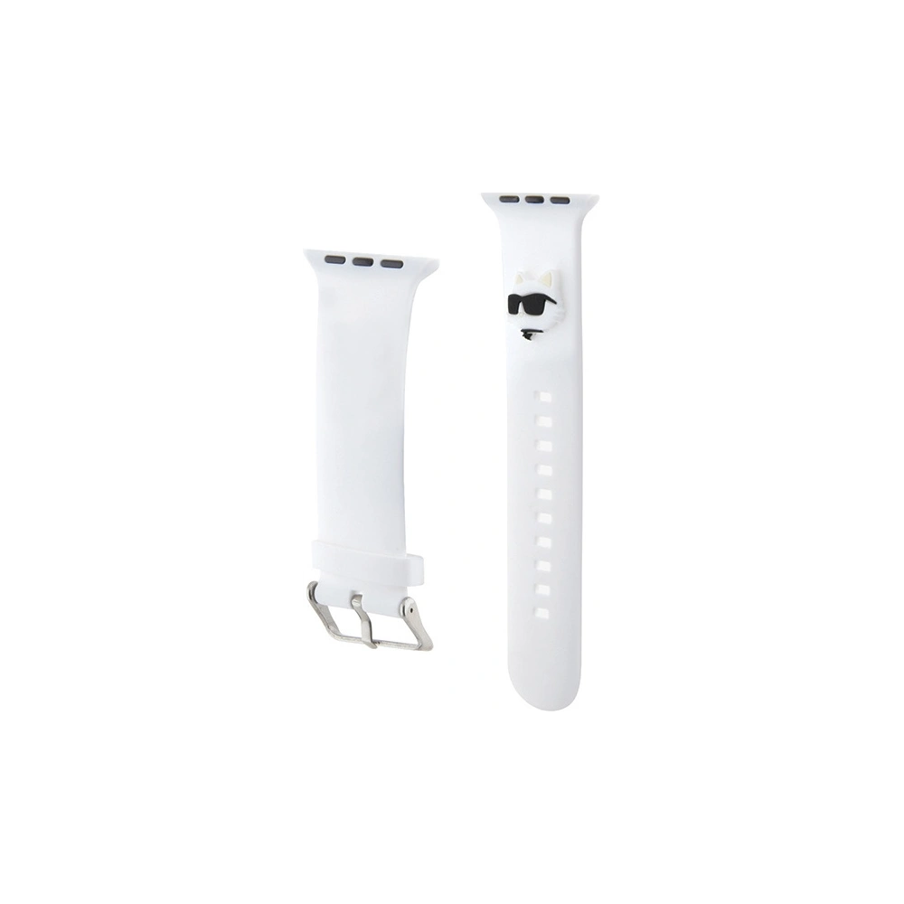 Hurtownia GSM - Pánt Karl Lagerfeld KLAWMSLCNH Apple Watch 4/5/6/7/SE/8/9/10 40/41/42mm szíj 3D Gumi Choupette Fejek fehér/white - KLD1771 - {ean13} - Hurt