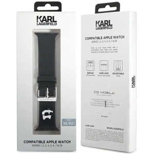 Hurtownia GSM - Pasek Karl Lagerfeld KLAWMSLCNK Apple Watch 4/5/6/7/SE/8/9/10 40/41/42mm curea 3D Rubber Choupette Heads negru/black - KLD1772 - {ean13} - Hurt