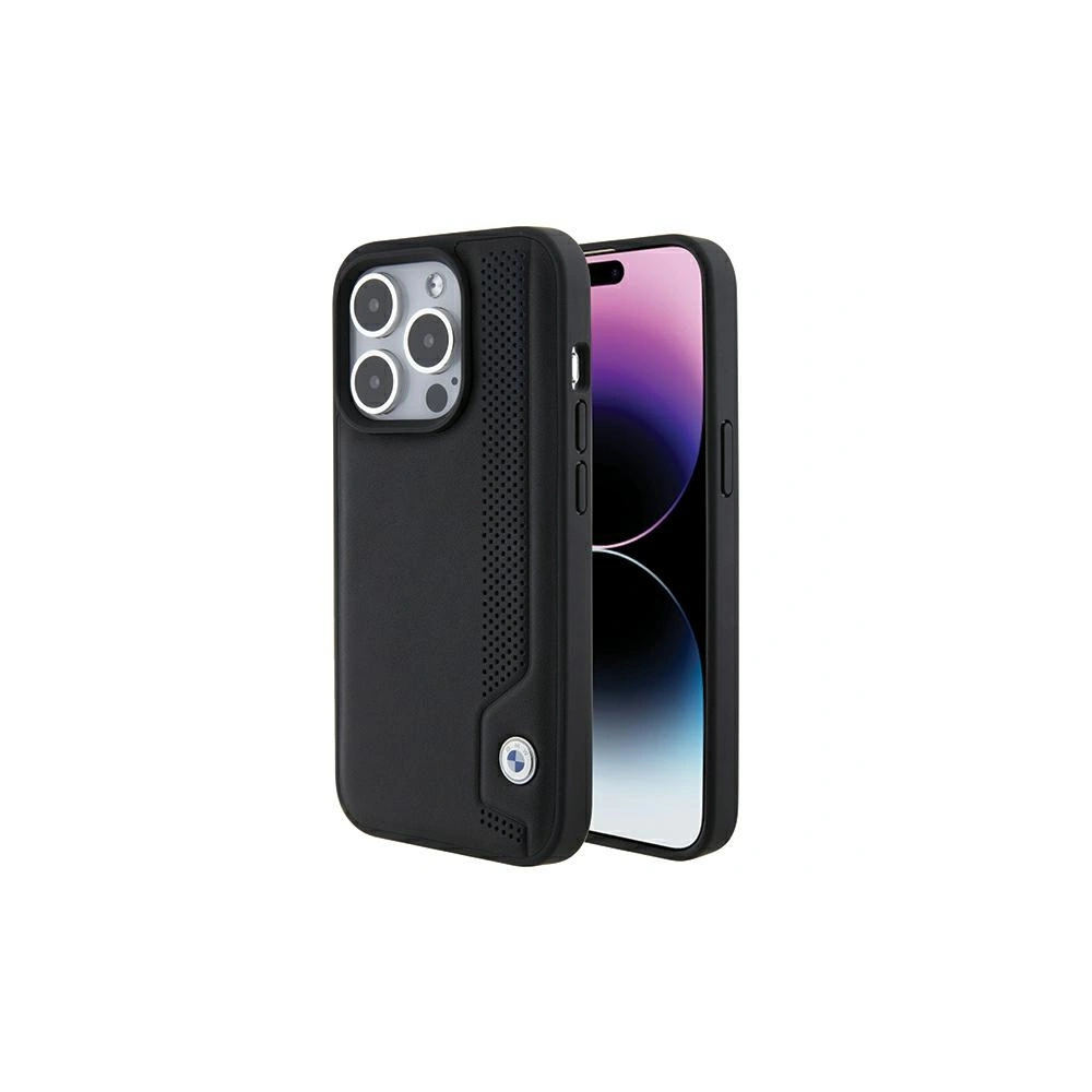 Wholesale BMW BMHCP15L22RBDK Apple iPhone 15 Pro hardcase Leather Blue Dots black - BMW539 - {ean13} - Hurt