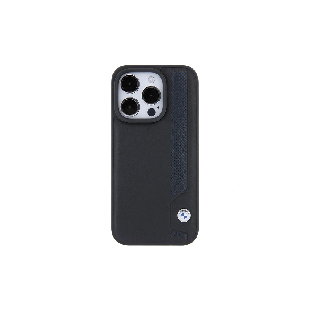 Wholesale BMW BMHCP15L22RBDK Apple iPhone 15 Pro hardcase Leather Blue Dots black - BMW539 - {ean13} - Hurt
