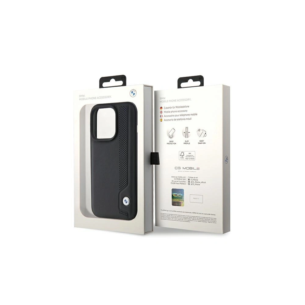 Wholesale BMW BMHCP15L22RBDK Apple iPhone 15 Pro hardcase Leather Blue Dots black - BMW539 - {ean13} - Hurt