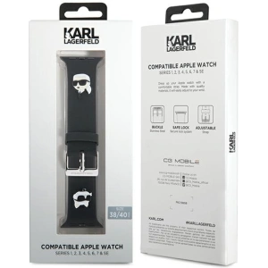 Hurtownia GSM - Pasek Karl Lagerfeld KLAWMSLKCNK Apple Watch 4/5/6/7/SE/8/9/10 40/41/42mm curea 3D Rubber Karl&Choupette Heads negru/black - KLD1773 - {ean13} - Hurt