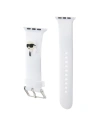 Pasek Karl Lagerfeld KLAWMSLKNH Apple Watch 4/5/6/7/SE/8/9/10 40/41/42mm heveder 3D Gumi Karl Fej fehér/white