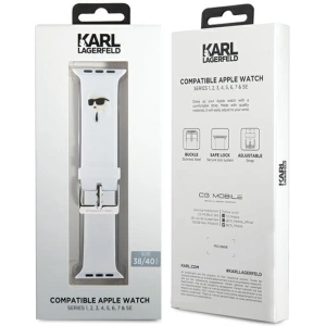 Hurtownia GSM - Pasek Karl Lagerfeld KLAWMSLKNH Apple Watch 4/5/6/7/SE/8/9/10 40/41/42mm curea 3D cauciuc Karl Head alb/white - KLD1774 - {ean13} - Hurt