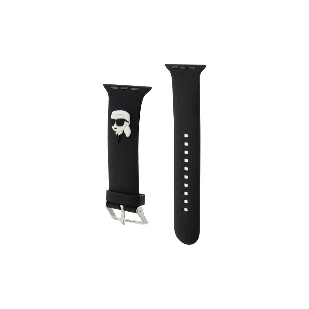 Pánt Karl Lagerfeld KLAWMSLKNK Apple Watch 4/5/6/7/SE/8/9/10 40/41/42mm szíj 3D Gumi Karl Fej fekete/black