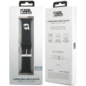 Hurtownia GSM - Pasek Karl Lagerfeld KLAWMSLKNK Apple Watch 4/5/6/7/SE/8/9/10 40/41/42mm curea 3D Rubber Karl Head negru/black - KLD1775 - {ean13} - Hurt
