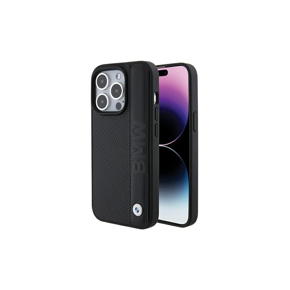 Wholesale BMW BMHCP15L22RDPK Apple iPhone 15 Pro hardcase Leather Textured & Stripe black - BMW540 - {ean13} - Hurt