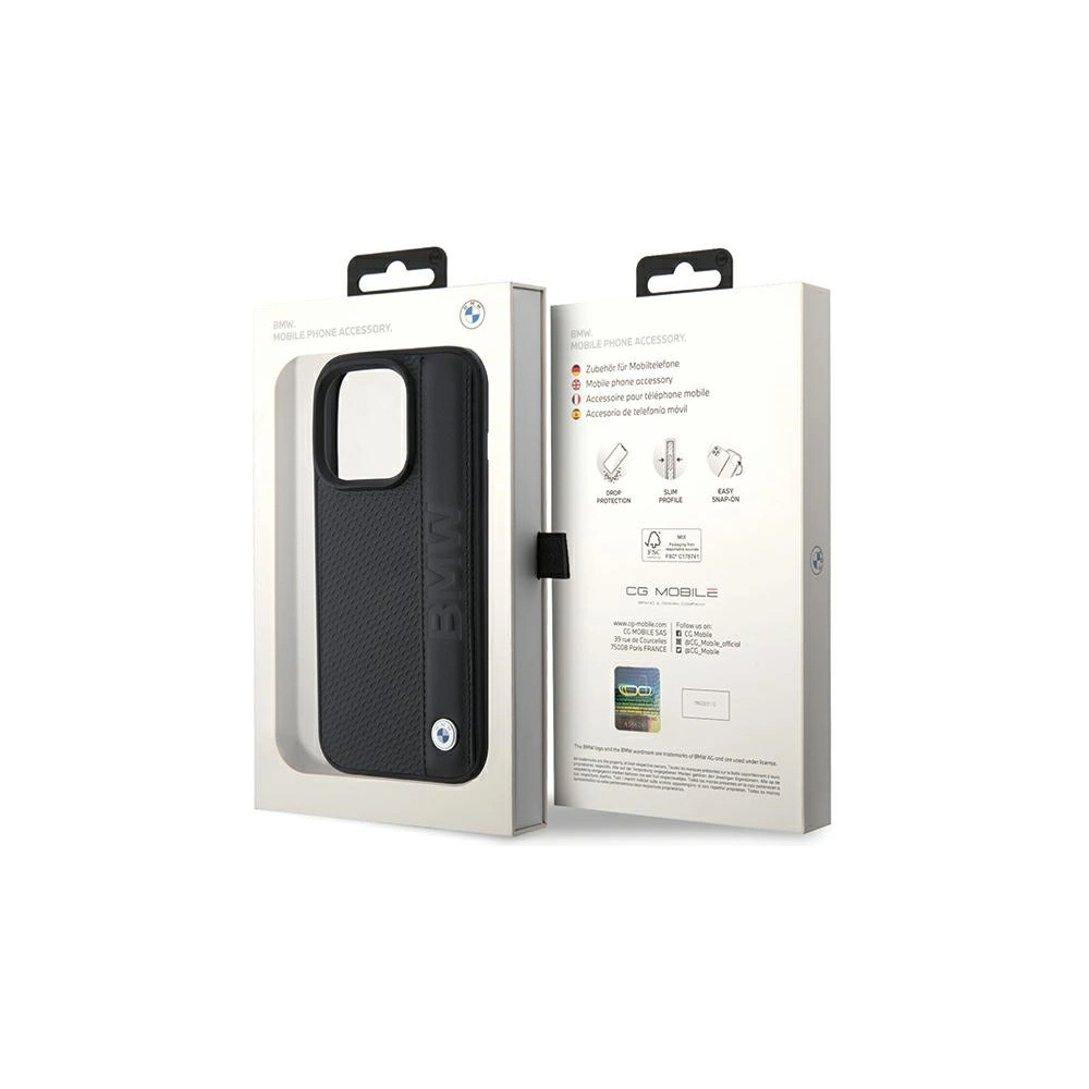 Wholesale BMW BMHCP15L22RDPK Apple iPhone 15 Pro hardcase Leather Textured & Stripe black - BMW540 - {ean13} - Hurt