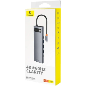Hurtownia GSM - Adapter 11w1 Baseus StarJoy Metal Glam Series Hub USB-C / HDMI, VGA, 3xUSB-A 3.0, USB-A 2.0, USB-C PD, RJ45, SD/TF, 3,5mm - BSU4767 - {ean13} - Hurt