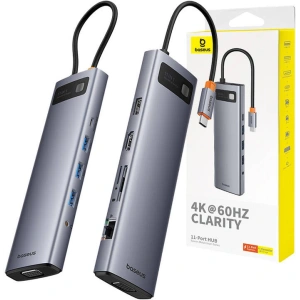 Hurtownia GSM - Adapter 11w1 Baseus StarJoy Metal Glam Series Hub USB-C / HDMI, VGA, 3xUSB-A 3.0, USB-A 2.0, USB-C PD, RJ45, SD/TF, 3,5mm - BSU4767 - {ean13} - Hurt