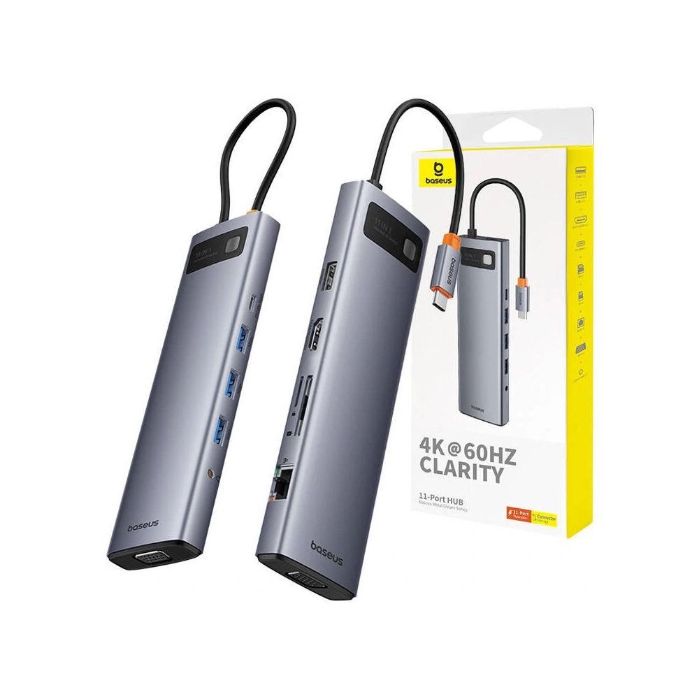 Wholesale Baseus StarJoy Metal Glam Series hub 11-in-1 USB-C / HDMI, VGA, 3xUSB-A 3.0, USB-A 2.0, USB-C PD, RJ45, SD/TF, 3,5mm - BSU4767 - {ean13} - Hurt
