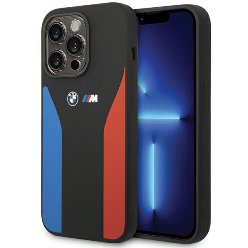 BMW Distributor - 3666339144418 - BMW545 - BMW BMHCP15L22SCSK Apple iPhone 15 Pro Silicone Blue&Red Stripes M Collection black - B2B homescreen
