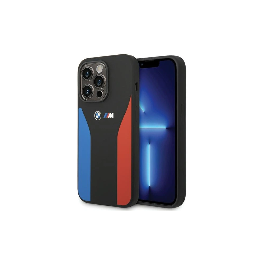 Wholesale BMW BMHCP15L22SCSK Apple iPhone 15 Pro Silicone Blue&Red Stripes M Collection black - BMW545 - {ean13} - Hurt