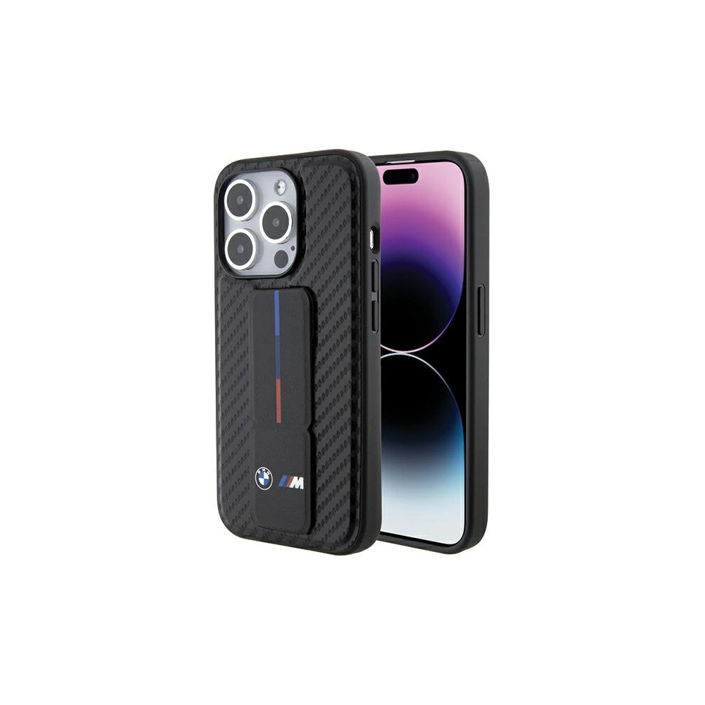 Hurtownia GSM - Etui BMW BMHCP15LGSPCCK Apple iPhone 15 Pro hardcase Grip Stand Smooth & Carbon negru/black - BMW547 - {ean13} - Hurt