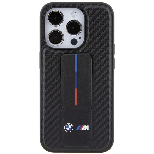 Kryt BMW BMHCP15LGSPCCK Apple iPhone 15 Pro hardcase Grip Stand Smooth & Carbon black