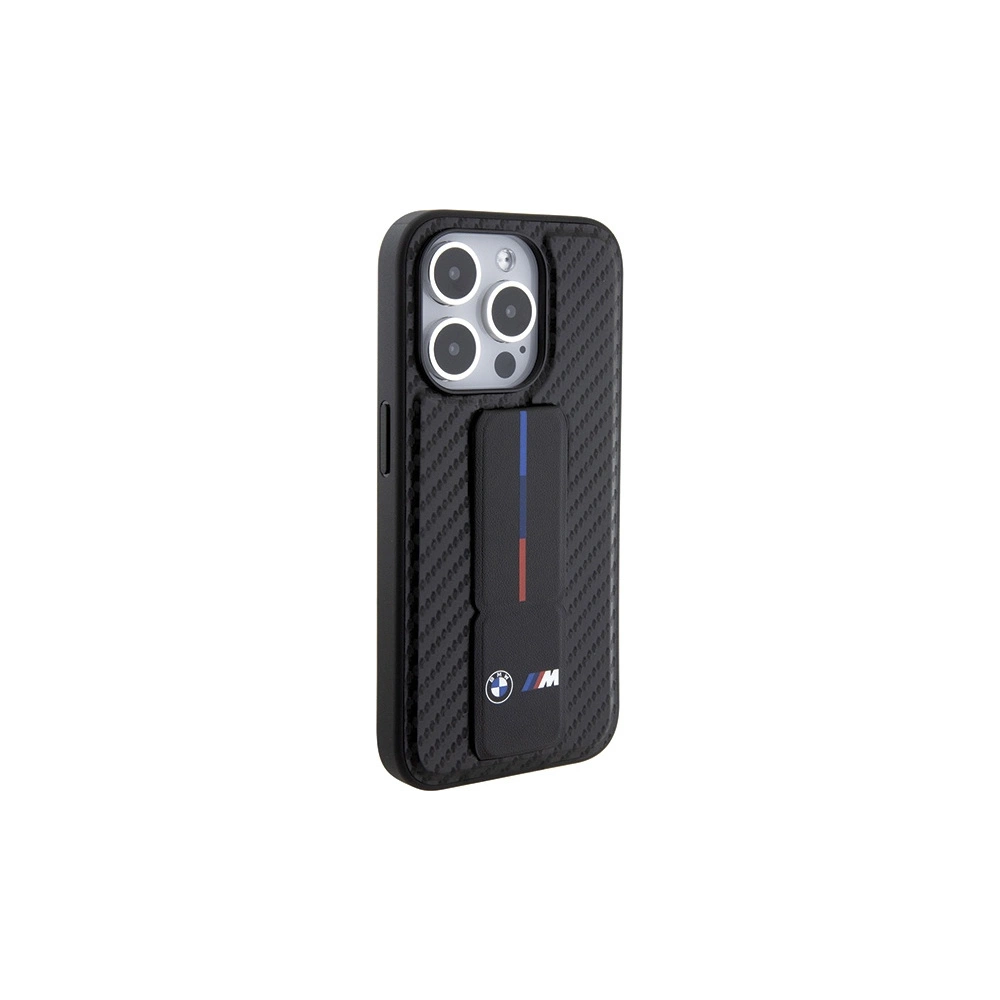 Hurtownia GSM - Case BMW BMHCP15LGSPCCK Apple iPhone 15 Pro Hardcase Grip Stand Smooth & Carbon schwarz/black - BMW547 - {ean13} - Hurt