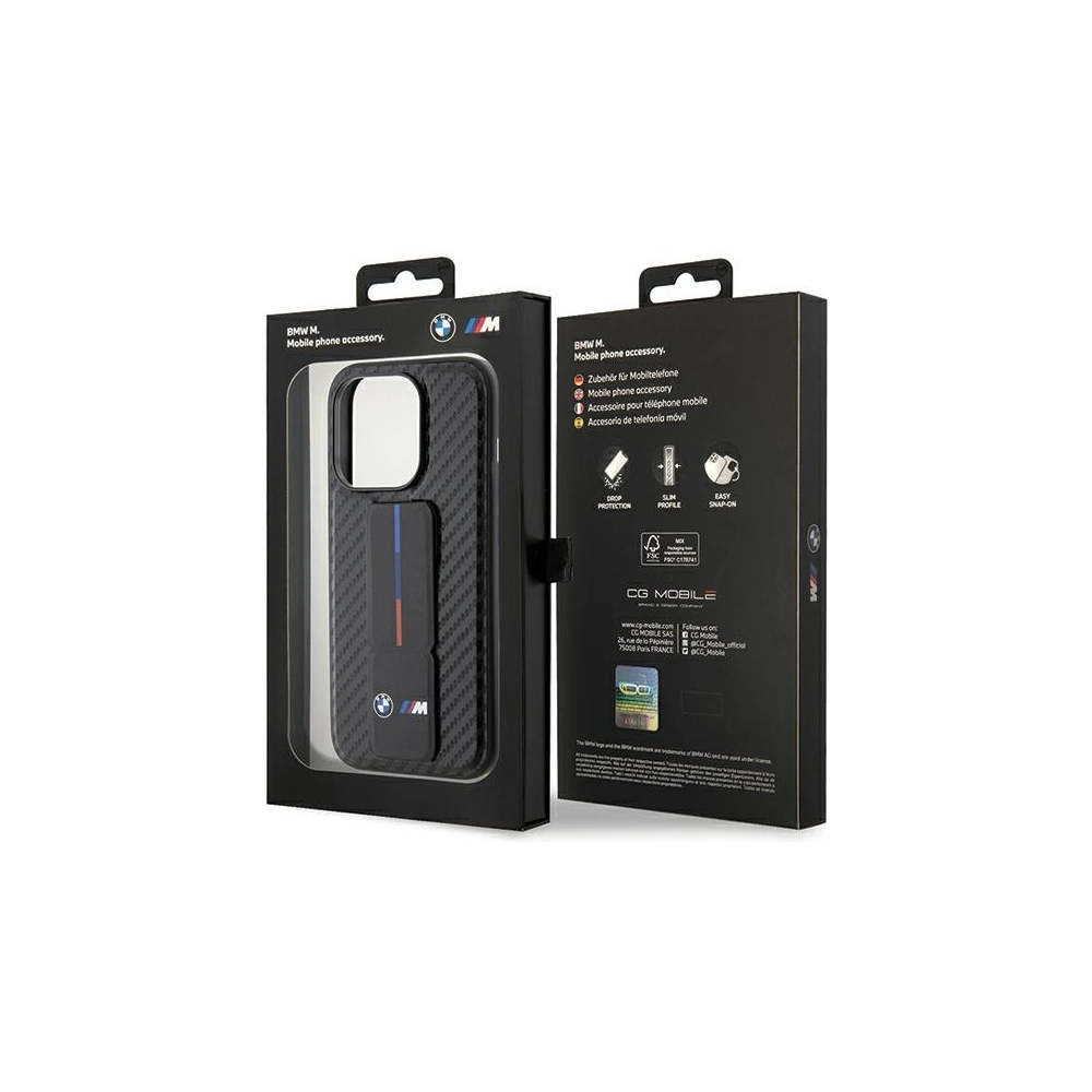 Hurtownia GSM - Etui BMW BMHCP15LGSPCCK Apple iPhone 15 Pro hardcase Grip Stand Smooth & Carbon fekete/black - BMW547 - {ean13} - Hurt