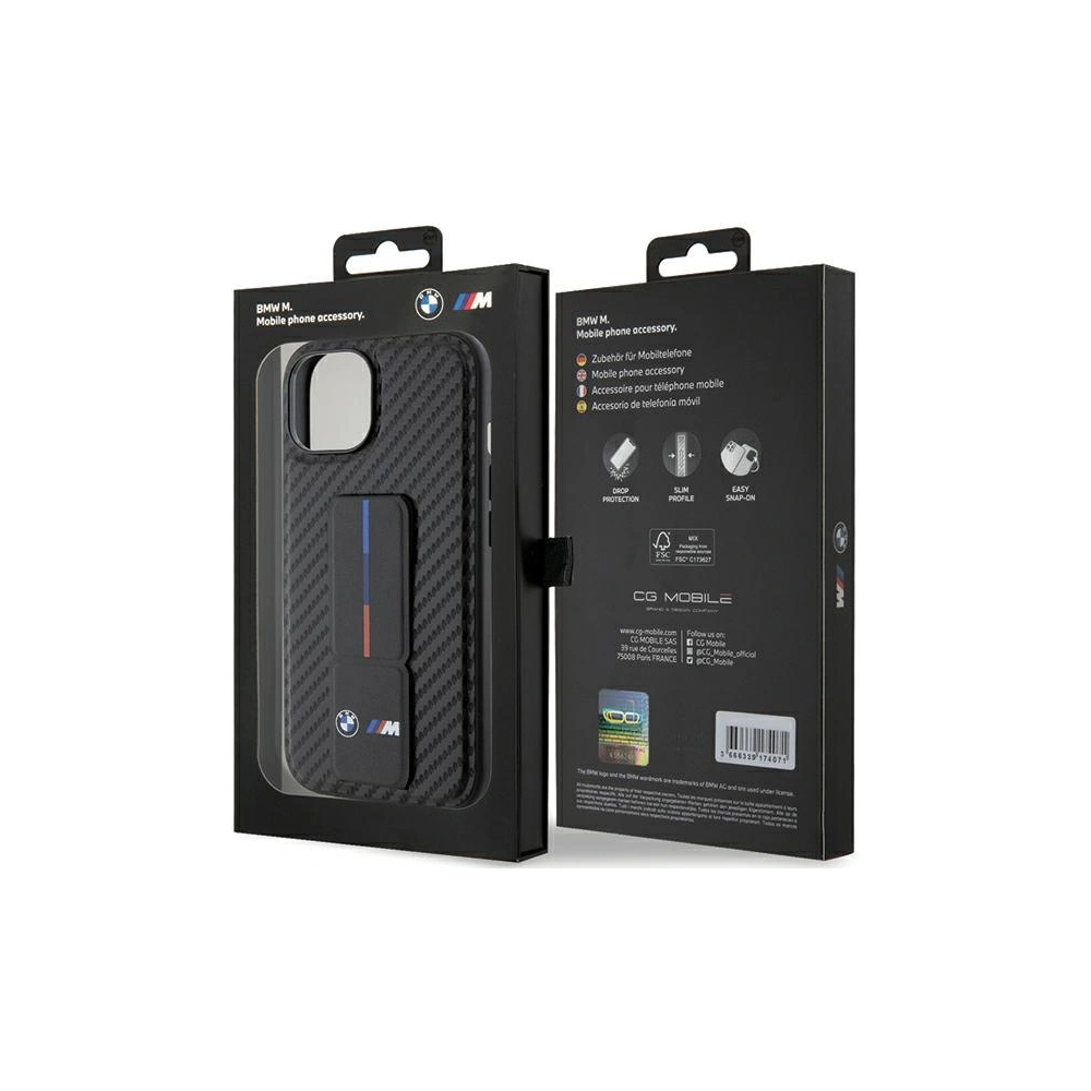 Hurtownia GSM - Etui BMW BMHCP15SGSPCCK Apple iPhone 15 hardcase Grip Stand Smooth & Carbon černý/black - BMW551 - {ean13} - Hurt