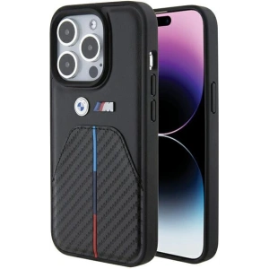 Hurtownia GSM - Etui BMW BMHCP15X22NSTB Apple iPhone 15 Pro Max cu dungi tricolore ștanțate negru/black - BMW552 - {ean13} - Hurt
