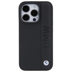 Hurtownia GSM - Etui BMW BMHCP15X22RDPK Apple iPhone 15 Pro Max keménytok bőr textúrával és csíkkal fekete/black - BMW558 - {ean13} - Hurt