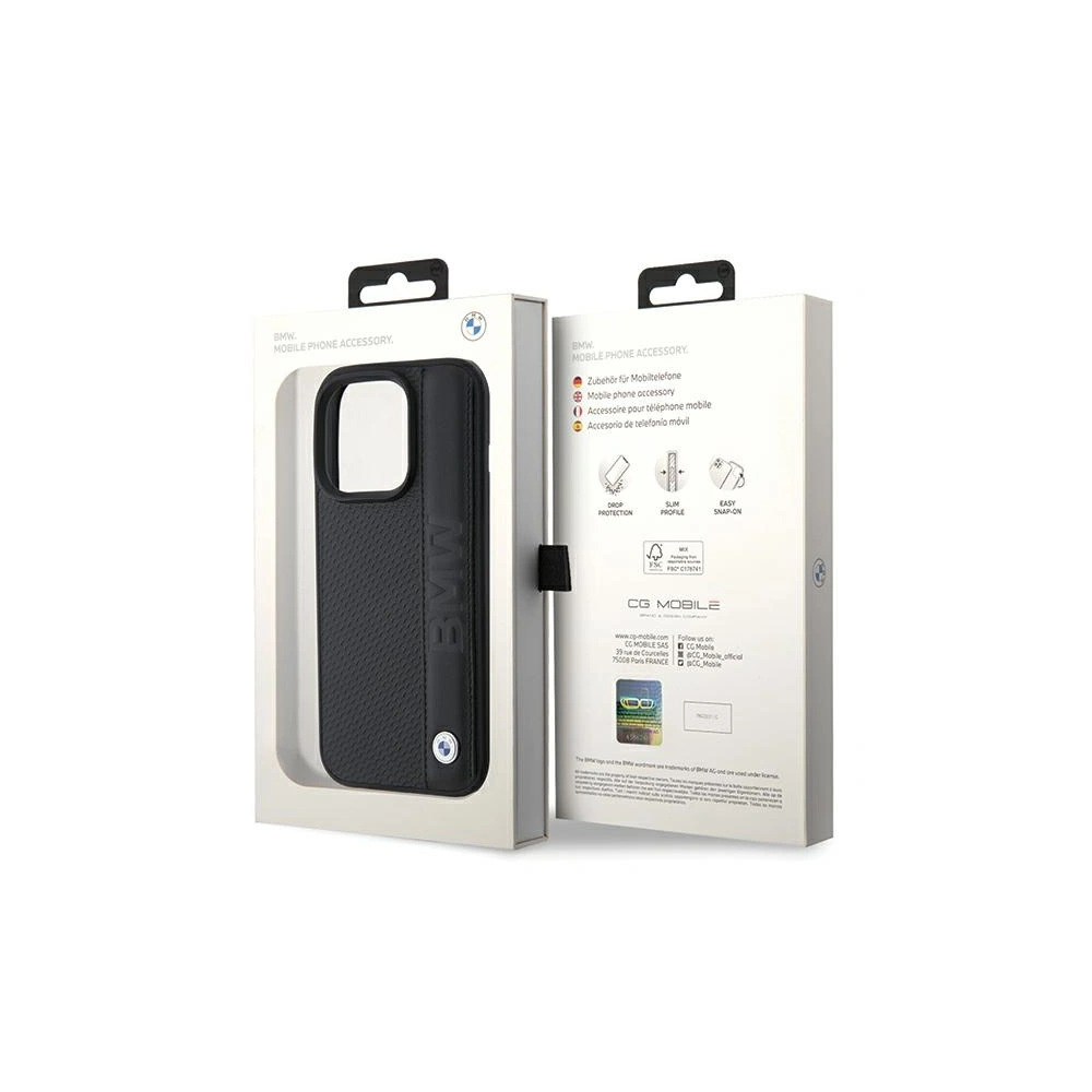 Hurtownia GSM - Case BMW BMHCP15X22RDPK Apple iPhone 15 Pro Max Hartschale Leder Texturiert & Streifen schwarz/black - BMW558 - {ean13} - Hurt