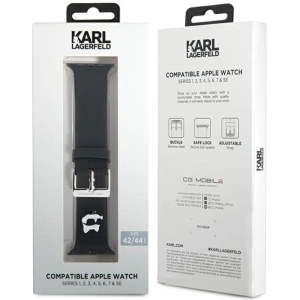 Hurtownia GSM - Pasek Karl Lagerfeld KLAWLSLCNK Apple Watch 4/5/6/7/SE/8/9/Ultra 44/45/49mm strap 3D Rubber Choupette Head czarny/black - KLD1779 - {ean13} - Hurt