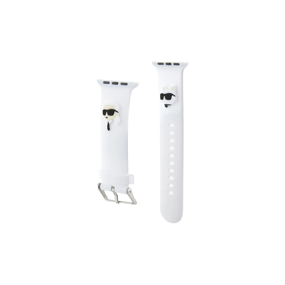 Hurtownia GSM - Pásek Karl Lagerfeld KLAWLSLKCNH Apple Watch 4/5/6/7/SE/8/9/Ultra 44/45/49mm pásek 3D guma hlavy Karl&Choupette bílý/white - KLD1780 - {ean13} - Hurt