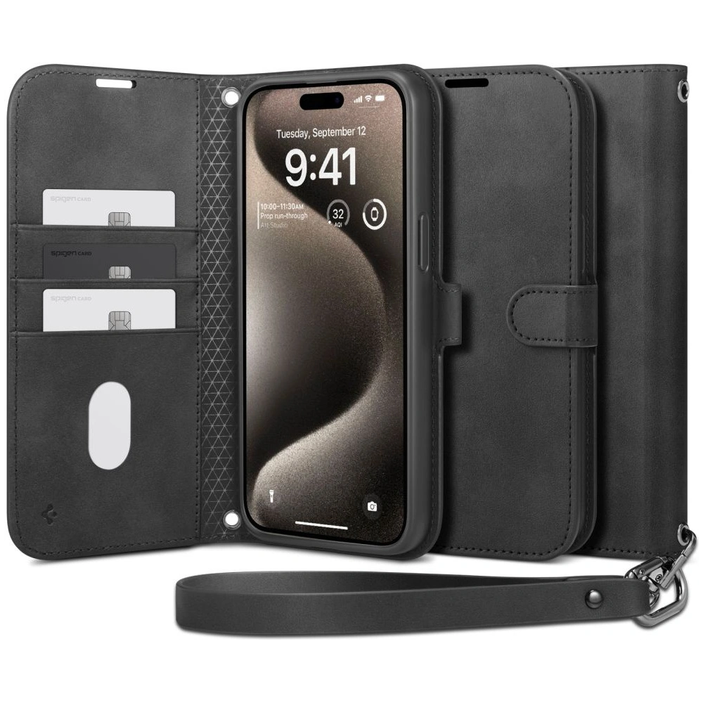 Hurtownia GSM - Etui Spigen Wallet S Pro Apple iPhone 15 Pro Max Černé - SPN3194 - {ean13} - Hurt