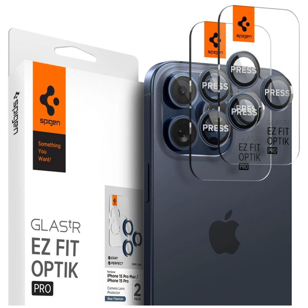 Wholesale Spigen Optik.tr ez Fit Camera Protector Apple iPhone 14 Pro/Pro Max/15 Pro/Pro Max Blue Titanium [2 PACK] - SPN3197 - {ean13} - Hurt