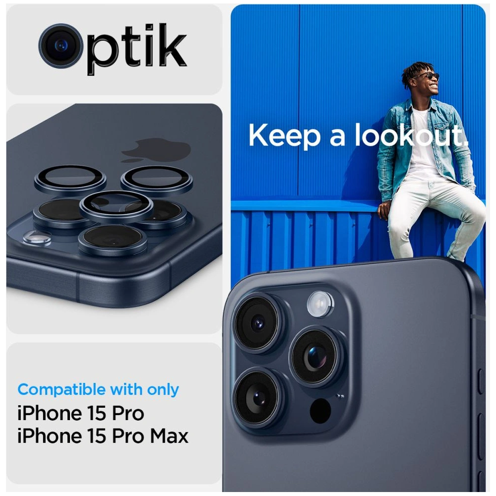 Wholesale Spigen Optik.tr ez Fit Camera Protector Apple iPhone 14 Pro/Pro Max/15 Pro/Pro Max Blue Titanium [2 PACK] - SPN3197 - {ean13} - Hurt