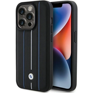 Hurtownia GSM - Case BMW BMHCP15X22RVSK Apple iPhone 15 Pro Max Hardcase Leder Prägung Blaue Linien schwarz/black - BMW562 - {ean13} - Hurt