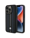 Case BMW BMHCP15X22RVSK Apple iPhone 15 Pro Max Hardcase Leder Prägung Blaue Linien schwarz/black