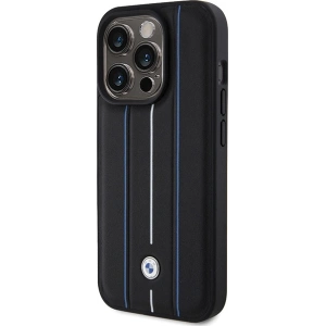 Hurtownia GSM - Case BMW BMHCP15X22RVSK Apple iPhone 15 Pro Max Hardcase Leder Prägung Blaue Linien schwarz/black - BMW562 - {ean13} - Hurt