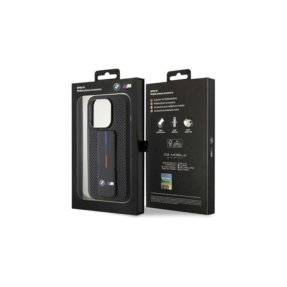 Wholesale BMW BMHCP15XGSPPRK Apple iPhone 15 Pro Max hardcase Grip Stand Smooth & Perforated black - BMW565 - {ean13} - Hurt