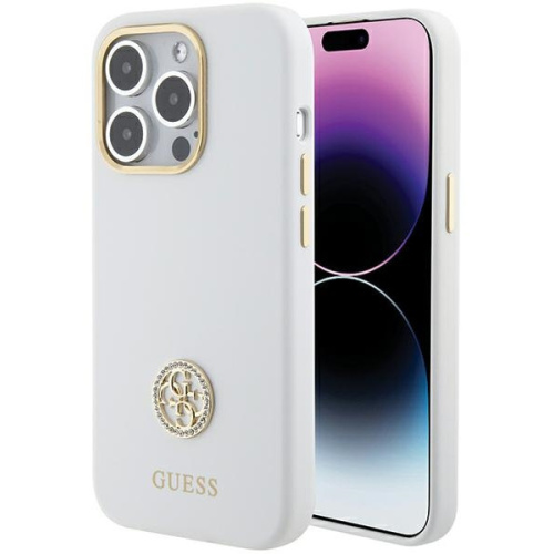 Hurtownia Guess - 3666339148782 - GUE3005 - Etui Guess GUHCP15LM4DGPH iPhone 15 Pro biały/white hardcase Silicone Logo Strass 4G - B2B homescreen