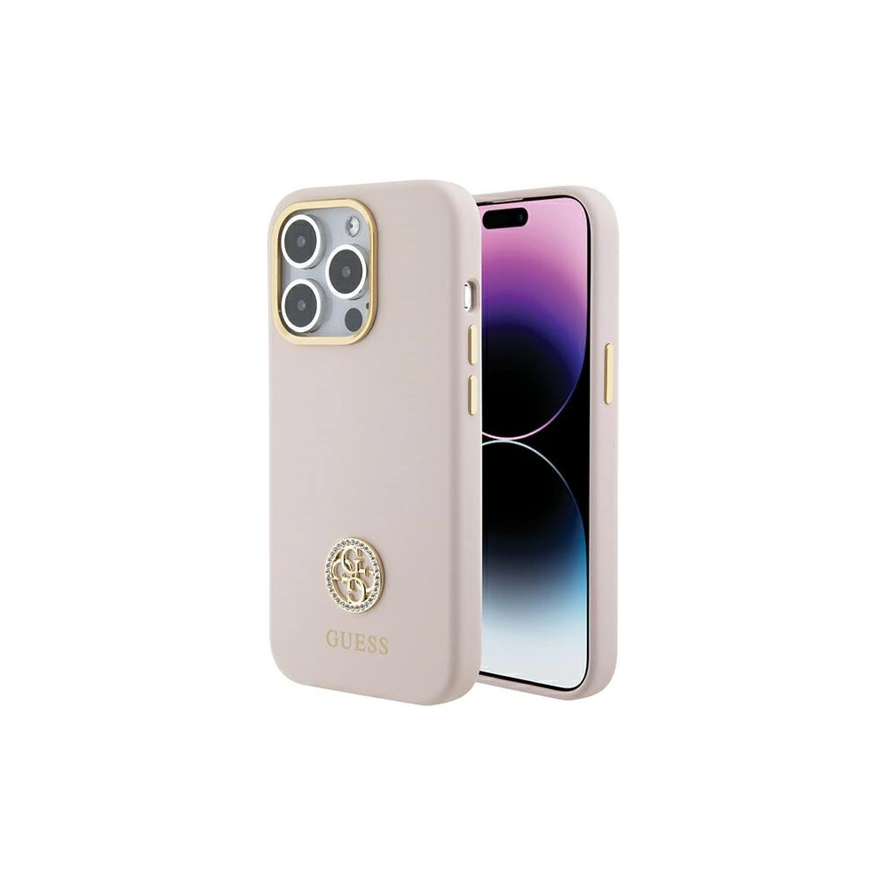 Hurtownia GSM - Etui Guess GUHCP15LM4DGPP iPhone 15 Pro jasnoróżowy/pink hardcase Silicone Logo Strass 4G - GUE3006 - {ean13} - Hurt
